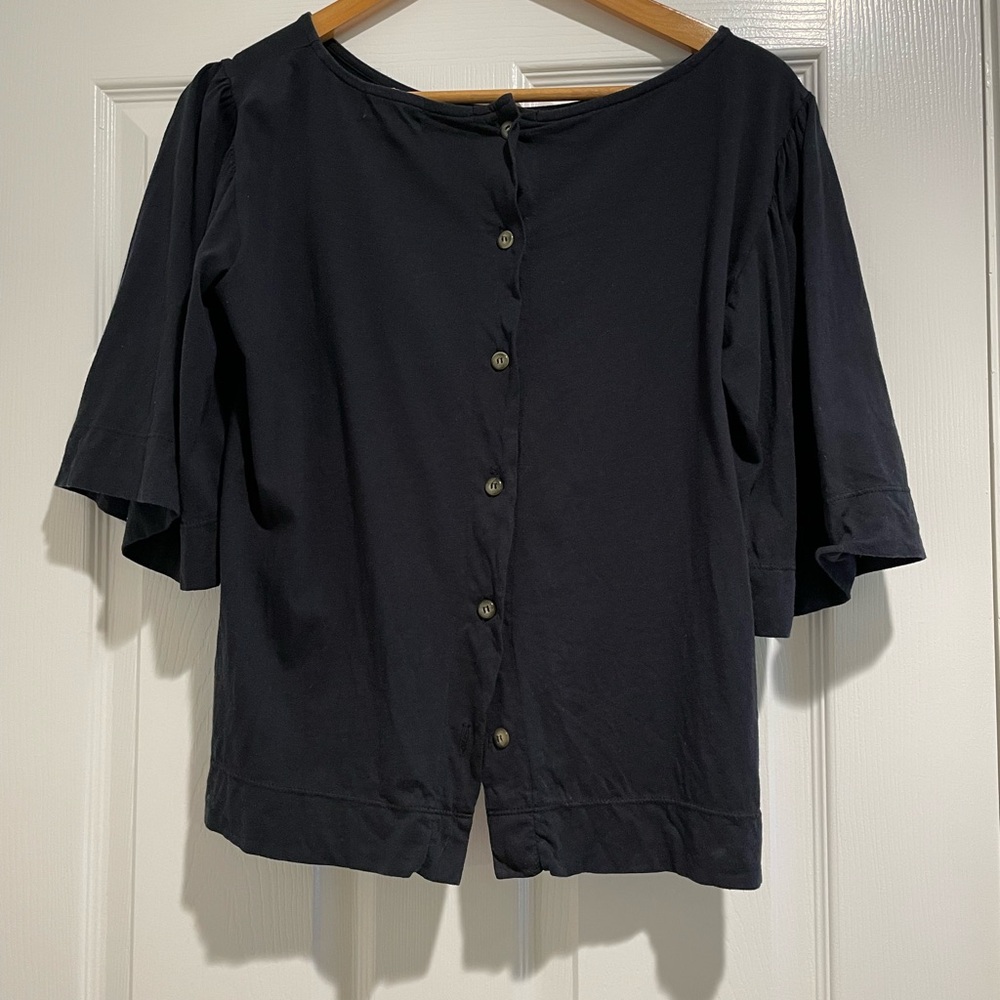 Anthropologie T. La Womens Flutter Sleeve Top Back Buttons Size XS Witchy Flirty